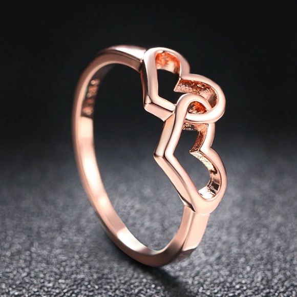 NEW!💙💎ROSE💗GOLDEN💛JOINED💛HEARTS💗RING💎💙SZ 7 - Picture 5 of 8